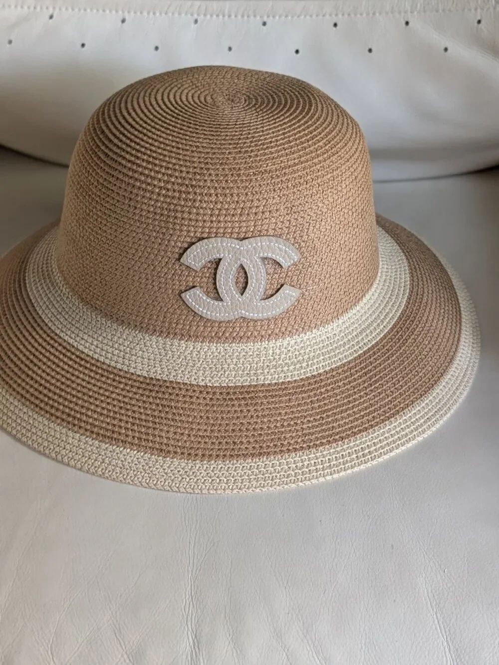 Chanel Straw Hat Gold M Size